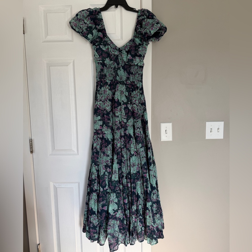 Free People Navy and Teal Floral Maxi Dress - Picture 5 of 11